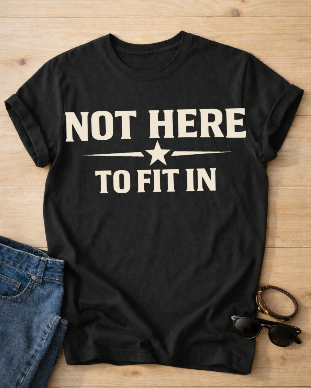 Not Here To Fit In Shirt | Rebel Attitude Graphic T-Shirt